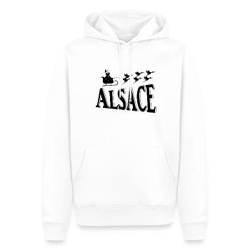 Alsace Cigognes de Noël - Sweat à capuche Premium bio Homme - blanc - Devant - Nico (187cm)