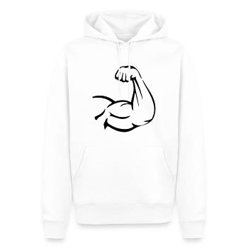 Muscles du bras biceps - Sweat à capuche Premium bio Homme - blanc - Devant - Nico (187cm)