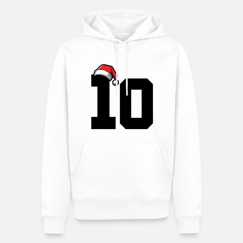 10 Numéro de Noël - Sweat à capuche Premium bio Homme - blanc