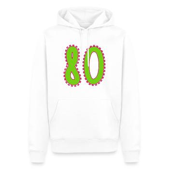 80. 80 JAHRE. 80. JAHRESTAG. 80-JÄHRIGES JUBILÄUM. - Männer Premium Bio Hoodie - Weiß - Vorne - Nico (187cm)