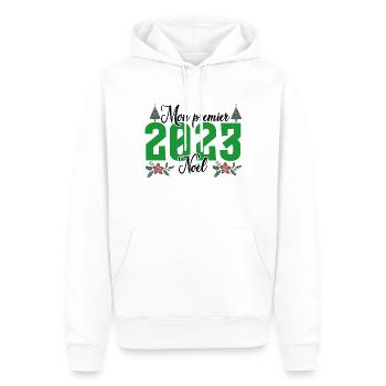 Mon Premier Noel 2023 - Sweat à capuche Premium bio Homme - blanc - Devant - Nico (187cm)