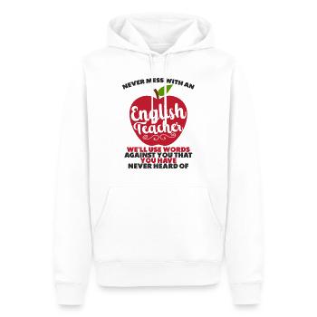 Drôle professeur d’anglais Professeur Vocabulaire anglais - Sweat à capuche Premium bio Homme - blanc - Devant - Nico (187cm)