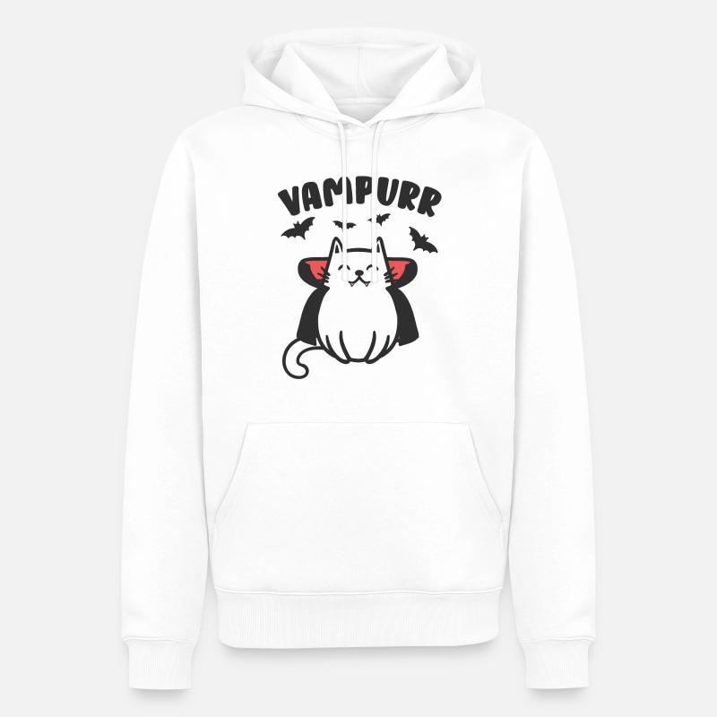 Vampurr Chat Vampier Halloween - Sweat à capuche Premium bio Homme - blanc