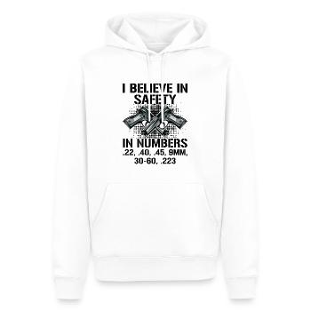 Gun Owner I Believe in Safety Numbers 22 40 35 9MM - Men’s Premium Organic Hoodie - white - Front - Nico (187cm)