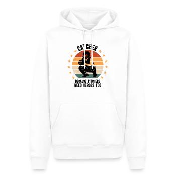 Catcher Weil auch Pitcher Helden Brauchen Baseball - Männer Premium Bio Hoodie - Weiß - Vorne - Nico (187cm)