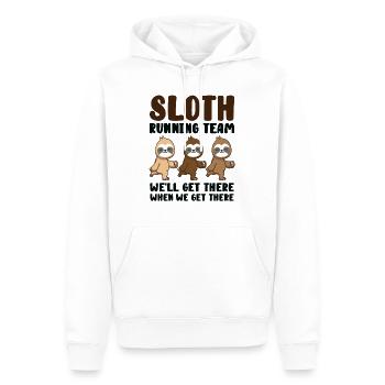 L’équipe de course paresseux nous y arriverons quand nous y arriverons - Sweat à capuche Premium bio Homme - blanc - Devant - Nico (187cm)