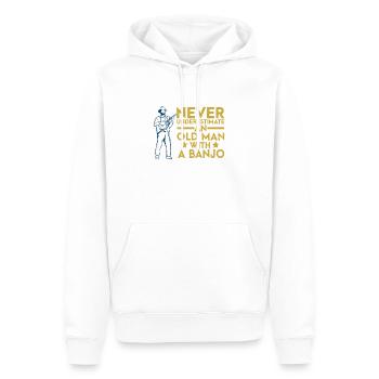 Unterschätze Niemals Einen Alten Mann Banjo - Männer Premium Bio Hoodie - Weiß - Vorne - Nico (187cm)