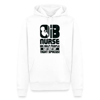 OB Nurse We Help People Get Out Of Tight Spaces! - Männer Premium Bio Hoodie - Weiß - Vorne - Nico (187cm)