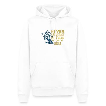 Unterschätzen Sie niemals einen Mann Ski Skifahrer - Männer Premium Bio Hoodie - Weiß - Vorne - Nico (187cm)