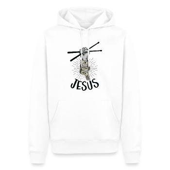 I’m Sticking With Jesus Drummer Drums - Sweat à capuche Premium bio Homme - blanc - Devant - Nico (187cm)