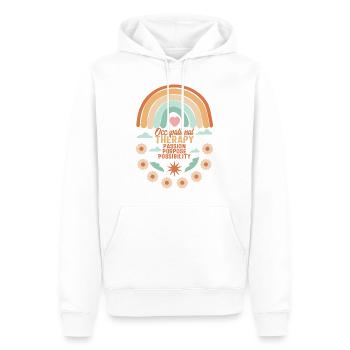 Ergotherapie Shirt, Passion Purpose - Männer Premium Bio Hoodie - Weiß - Vorne - Nico (187cm)