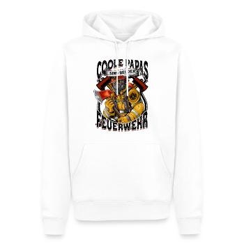 Coole Papas Sind Bei Der Feuerwehr Feuerwehrmann - Männer Premium Bio Hoodie - Weiß - Vorne - Nico (187cm)