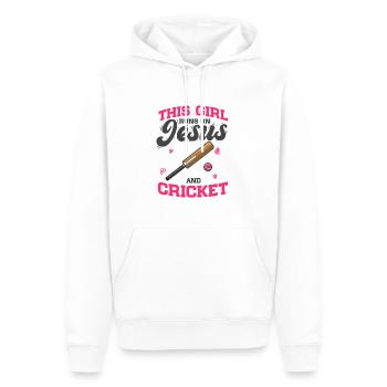 Cricketers Cette fille court sur Jésus et le cricket - Sweat à capuche Premium bio Homme - blanc - Devant - Nico (187cm)