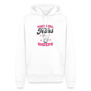 Des brebis que cette fille court sur Jésus et des brebis - Sweat à capuche Premium bio Homme - blanc - Devant - Nico (187cm)