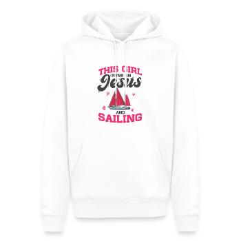 Segeln Cette fille court sur Jésus et navigue - Sweat à capuche Premium bio Homme - blanc - Devant - Nico (187cm)