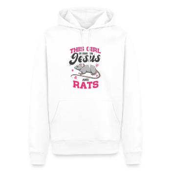 Les rats caressent cette fille court sur Jésus et les rats - Sweat à capuche Premium bio Homme - blanc - Devant - Nico (187cm)
