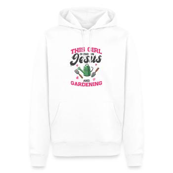 Gartenarbeit Cette fille court sur Jésus et le jardinage - Sweat à capuche Premium bio Homme - blanc - Devant - Nico (187cm)