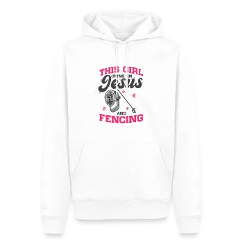 Fechtsport Cette fille court sur Jésus et l’escrime - Sweat à capuche Premium bio Homme - blanc - Devant - Nico (187cm)