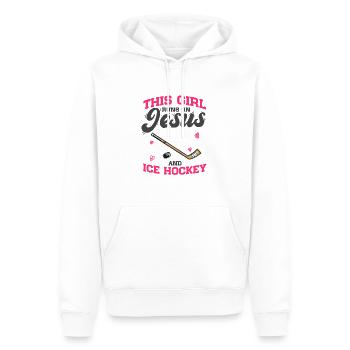 Fan de hockey Cette fille court sur Jésus et le hockey sur glace - Sweat à capuche Premium bio Homme - blanc - Devant - Nico (187cm)