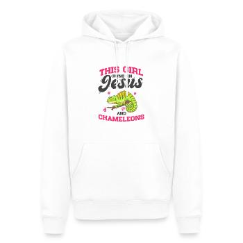 Reptilien This Girl Runs On Jesus And Chameleons - Männer Premium Bio Hoodie - Weiß - Vorne - Nico (187cm)