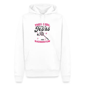 Racket Game This Girl Runs On Jesus And Badminton - Men’s Premium Organic Hoodie - white - Front - Nico (187cm)