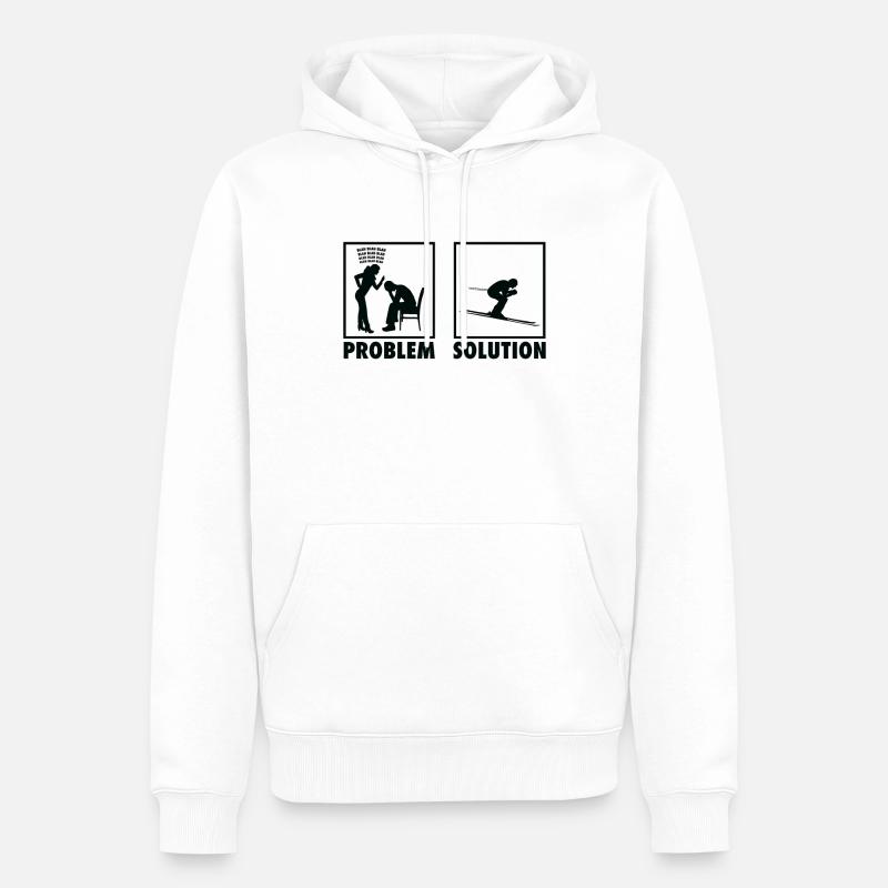 Skiing Skiers Statement Problem Solution. - Männer Premium Bio Hoodie - Weiß