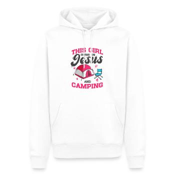 Campen This Girl Runs On Jesus And Camping - Männer Premium Bio Hoodie - Weiß - Vorne - Nico (187cm)