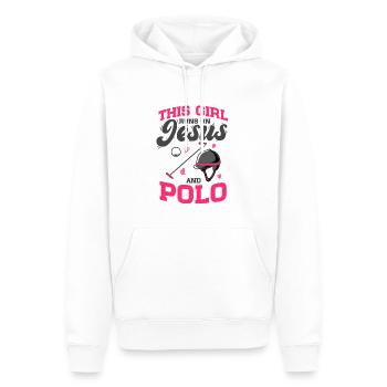 Polo Sports équestres Cette fille court sur Jésus et Polo - Sweat à capuche Premium bio Homme - blanc - Devant - Nico (187cm)