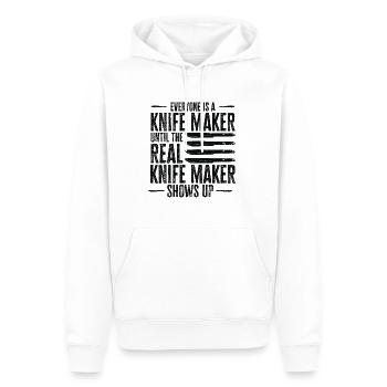 Couteau Auto Forgeron Damascus Steel - Sweat à capuche Premium bio Homme - blanc - Devant - Nico (187cm)