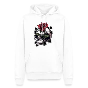 Bullets and Skull Roses Aesthetic Dripping Pattern - Männer Premium Bio Hoodie - Weiß - Vorne - Nico (187cm)