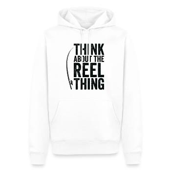 Pensez au passe-temps de pêche Reel Thing - Sweat à capuche Premium bio Homme - blanc - Devant - Nico (187cm)