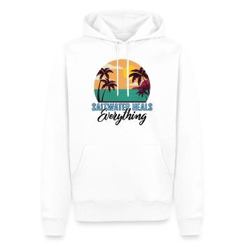 Strandliebhaber-Shirt, Salzwasser heilt alles - Männer Premium Bio Hoodie - Weiß - Vorne - Nico (187cm)