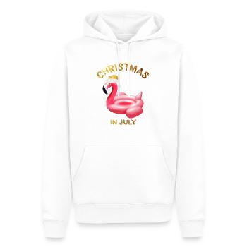 Christmas In July Flamingo Swimming Ring Santa - Men’s Premium Organic Hoodie - white - Front - Nico (187cm)