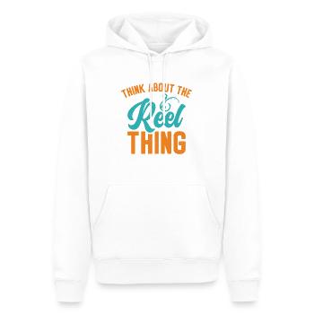Pensez au passe-temps de pêche Reel Thing - Sweat à capuche Premium bio Homme - blanc - Devant - Nico (187cm)