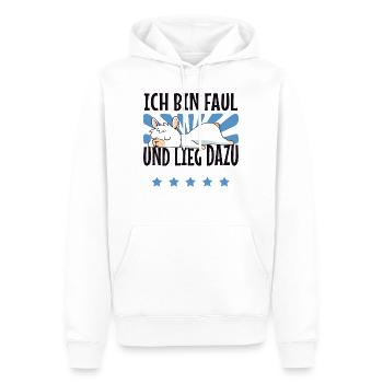 Lama Alpaka Ich Bin Faul Und Lieg Dazu Schlafen - Männer Premium Bio Hoodie - Weiß - Vorne - Nico (187cm)