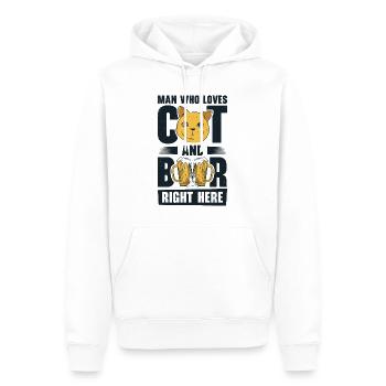 Mann, der Katzen und biertrinkende - Männer Premium Bio Hoodie - Weiß - Vorne - Nico (187cm)