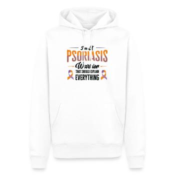 Psoriasis Guerrier Lavande Orange Ruban Sensibilisation - Sweat à capuche Premium bio Homme - blanc - Devant - Nico (187cm)