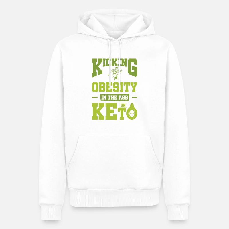 Régime céto Régime cétogène - Sweat à capuche Premium bio Homme - blanc