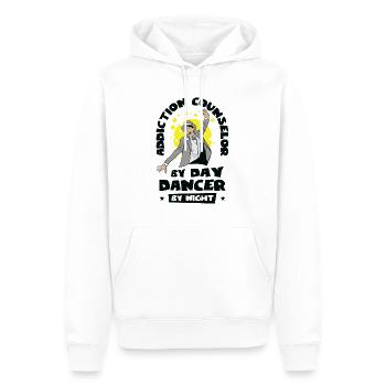 Conseillers en toxicomanie danse Les conseillers en toxicomanie dansent - Sweat à capuche Premium bio Homme - blanc - Devant - Nico (187cm)
