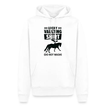 Pferdesport Voltigieren Funny Lucky Riding Reiten - Männer Premium Bio Hoodie - Weiß - Vorne - Nico (187cm)