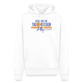 Bleiben Sie aus der Küche Play Pickleball Shirt, - Männer Premium Bio Hoodie - Weiß - Vorne - Nico (187cm)