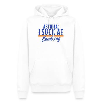 Atemtherapeuten-Shirt, ich sauge beim Atmen - Männer Premium Bio Hoodie - Weiß - Vorne - Nico (187cm)