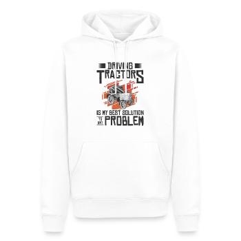 Résolution de problèmes Tracteur Agriculture - Sweat à capuche Premium bio Homme - blanc - Devant - Nico (187cm)