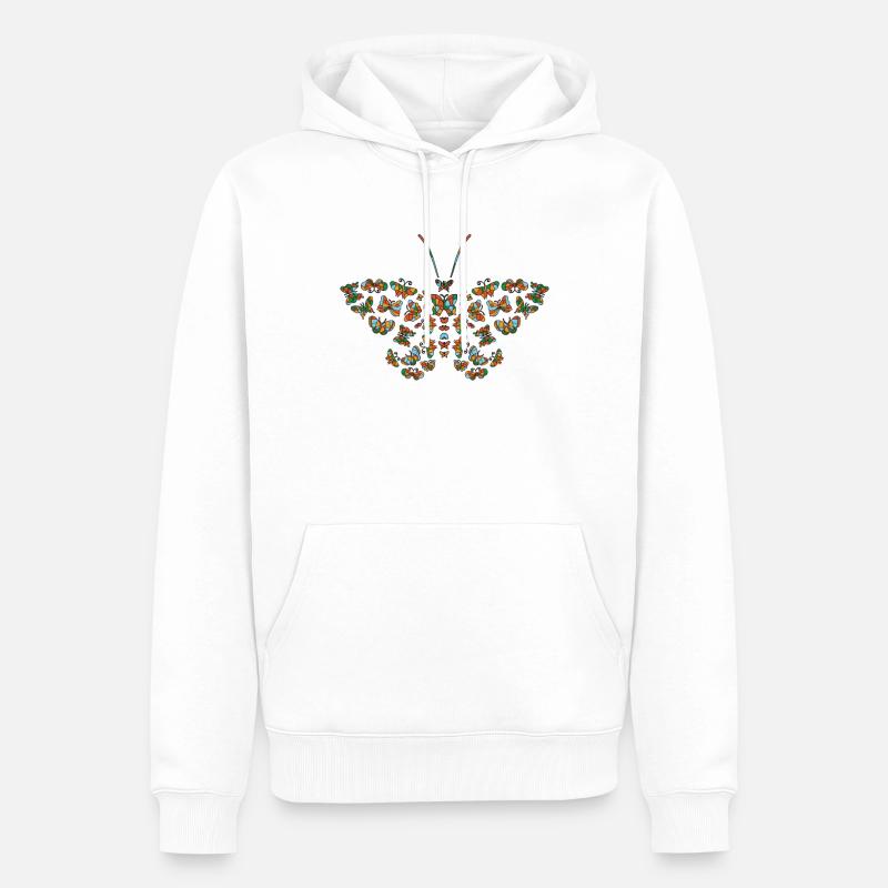 Papillon céleste de vitrail mystique - Sweat à capuche Premium bio Homme - blanc