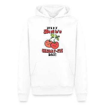 Cerise Anniversaire Salutations Fruits Amoureux Meilleur - Sweat à capuche Premium bio Homme - blanc - Devant - Nico (187cm)