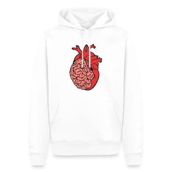 Moitié cerveau moitié cœur Anatomie des organes Science - Sweat à capuche Premium bio Homme - blanc - Devant - Nico (187cm)