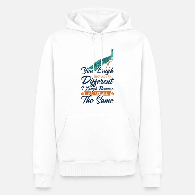 Positivité de paon Diverses inspirations - Sweat à capuche Premium bio Homme - blanc