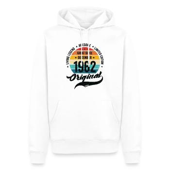 Rétro 60 ans Décembre 1962 Anniversaire Millésime - Sweat à capuche Premium bio Homme - blanc - Devant - Nico (187cm)