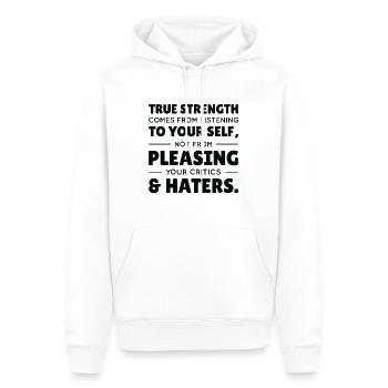 Ermutigung Menschen Selbstfürsorge Motivator - Männer Premium Bio Hoodie - Weiß - Vorne - Nico (187cm)