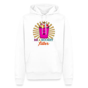 Positivity Shirt, Be A Bucket Filler Tee, Schule - Männer Premium Bio Hoodie - Weiß - Vorne - Nico (187cm)